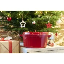 Staub Cocotte 30 Cm, Rund, Kirsebærrød, Støbejern -Køkkenudstyr Butik 000011021