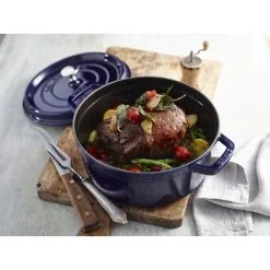 Staub Cocotte 24 Cm, Rund, Mørk-Blå, Støbejern -Køkkenudstyr Butik 000017045