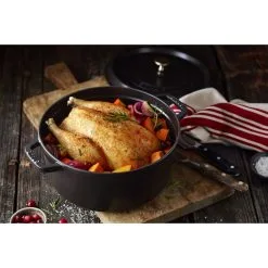 Staub Cocotte 26 Cm, Rund, Sort, Støbejern 9 Staub Cocotte 26 Cm, Rund, Sort, Støbejern -Køkkenudstyr Butik 000017453