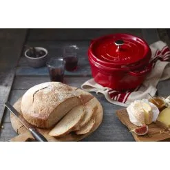Staub Cocotte 24 Cm, Rund, Kirsebærrød, Støbejern -Køkkenudstyr Butik 000017827