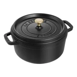 Staub Cocotte 24 Cm, Rund, Sort, Støbejern