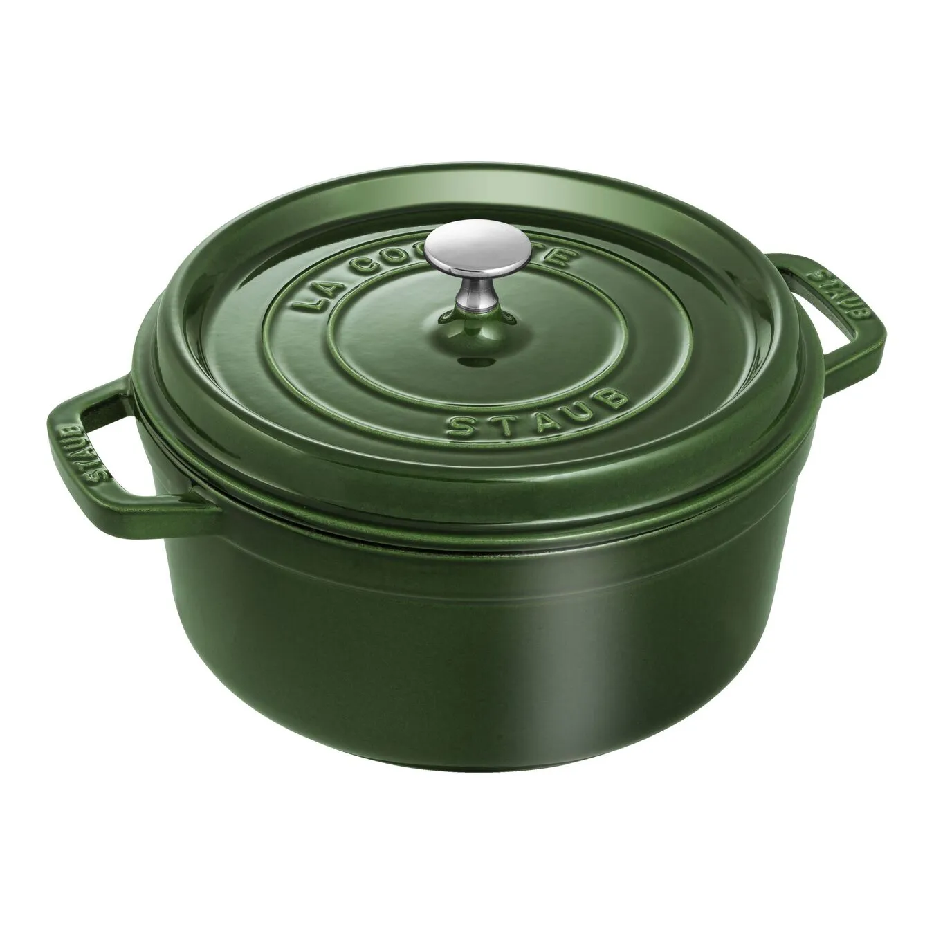 Staub Cocotte 24 Cm, Rund, Basilikum-Grøn, Støbejern 1 Staub Cocotte 24 Cm, Rund, Basilikum-Grøn, Støbejern