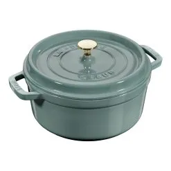 Staub Cocotte 24 Cm, Rund, Eukalyptus, Støbejern