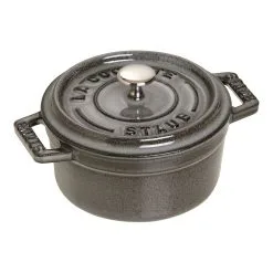 Staub Mini Cocotte 10 Cm, Rund, Grafitgrå, Støbejern