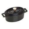 Staub Mini Cocotte 11 Cm, Oval, Sort, Støbejern