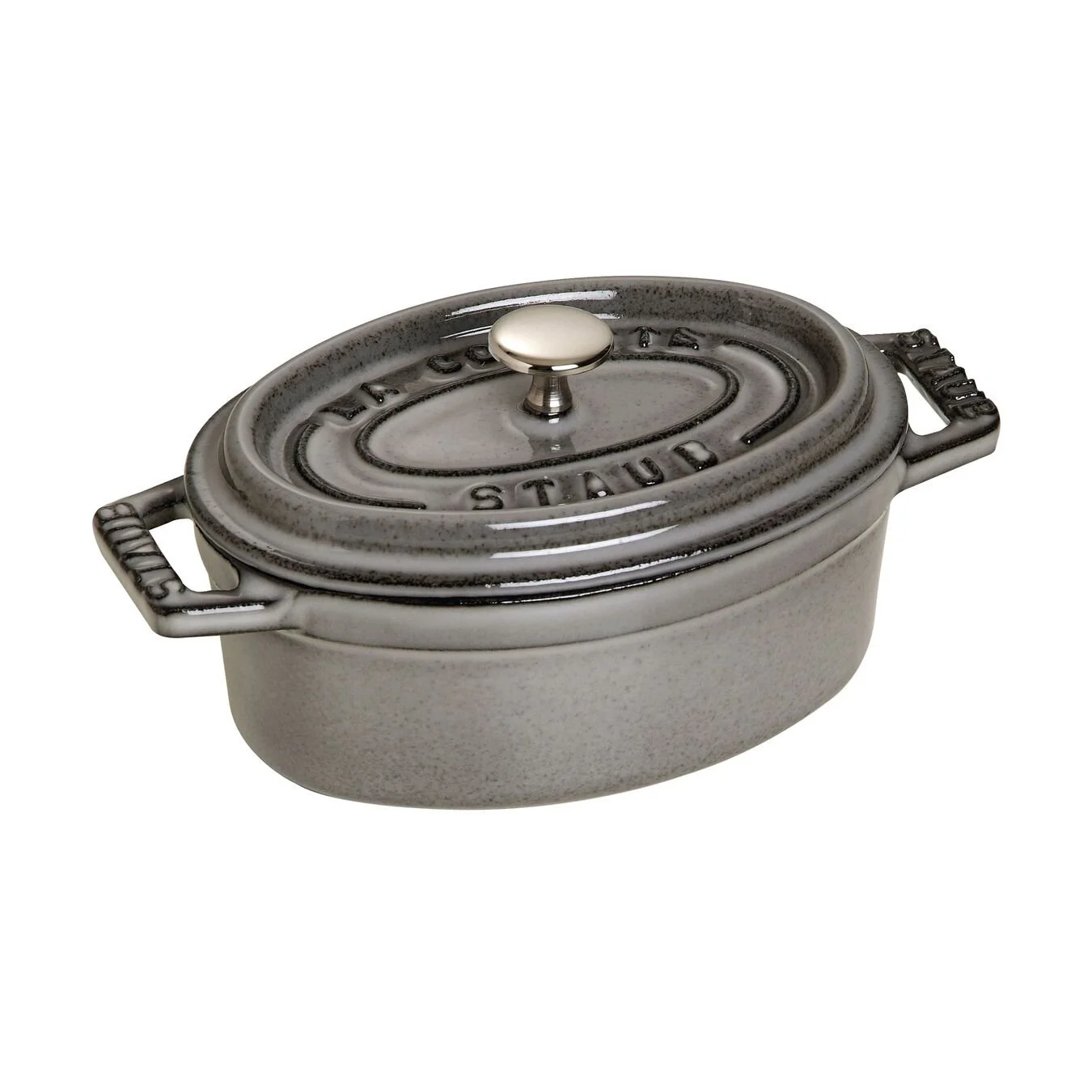 Staub Mini Cocotte 11 Cm, Oval, Grafitgrå, Støbejern 1 Staub Mini Cocotte 11 Cm, Oval, Grafitgrå, Støbejern