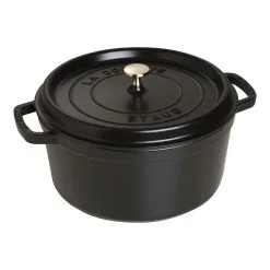 Staub Cocotte 28 Cm, Rund, Sort, Støbejern