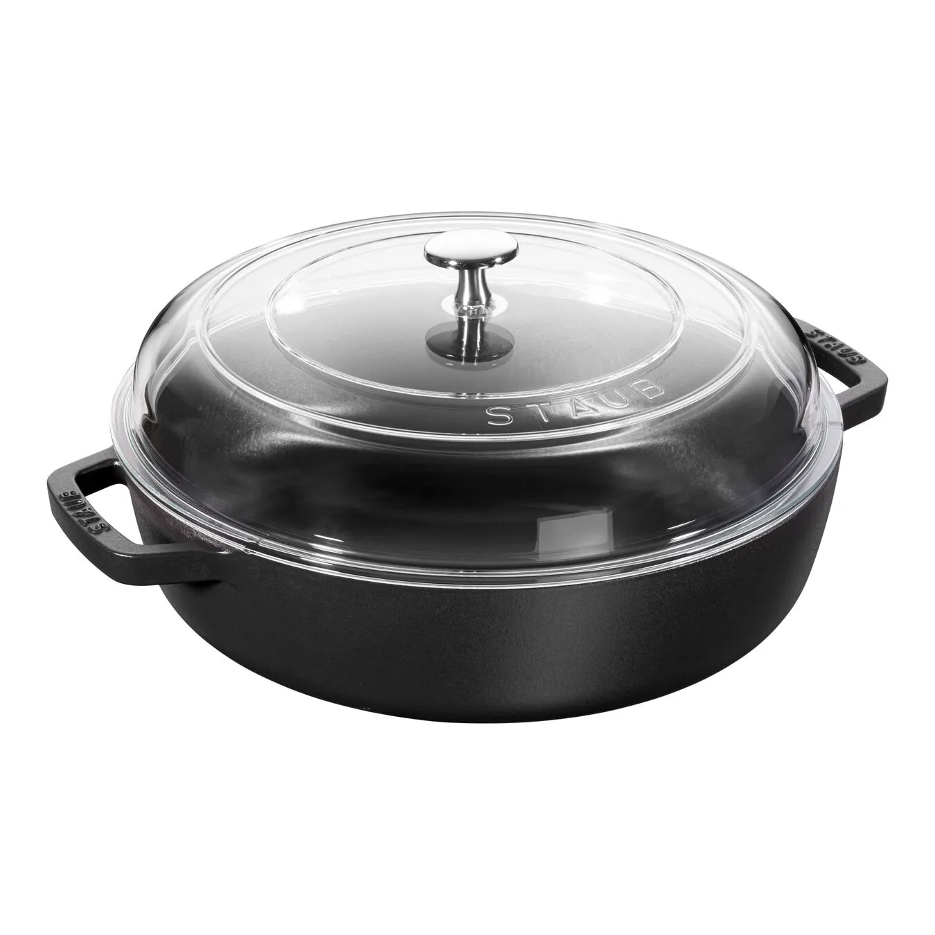 Staub Sautepande Med Glaslåg 28 Cm, Støbejern 1 Staub Sautepande Med Glaslåg 28 Cm, Støbejern