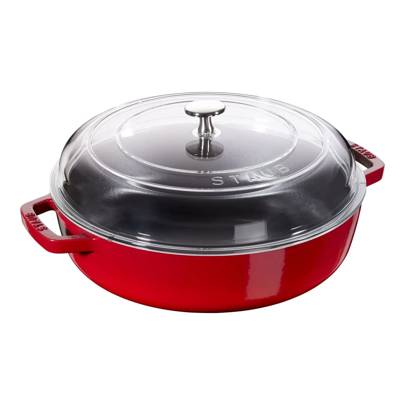 Staub Sautepande Med Glaslåg 26 Cm, Støbejern 1 Staub Sautepande Med Glaslåg 26 Cm, Støbejern
