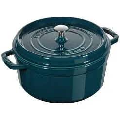 Staub Cocotte 28 Cm, Rund, La-Mer-Turkis-Blågrøn, Støbejern