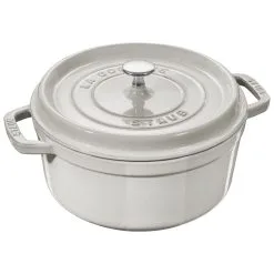 Staub Cocotte 26 Cm, Rund, White Truffle, Støbejern