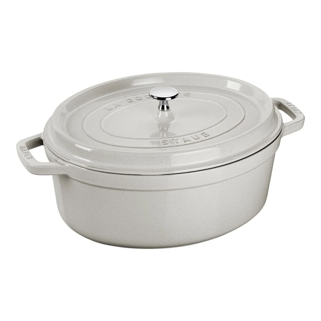 Staub Cocotte 33 Cm, Oval, White Truffle, Støbejern 1 Staub Cocotte 33 Cm, Oval, White Truffle, Støbejern