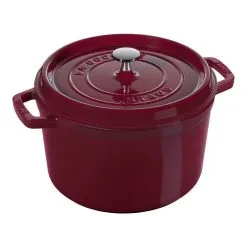 Staub Cocotte Dyb 24 Cm, Rund, Bordeaux, Støbejern