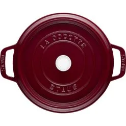 Staub Cocotte Dyb 24 Cm, Rund, Bordeaux, Støbejern -Køkkenudstyr Butik 40506566 3