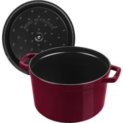 Staub Cocotte Dyb 24 Cm, Rund, Bordeaux, Støbejern -Køkkenudstyr Butik 40506566 5