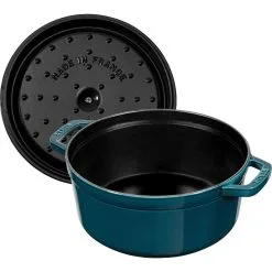 Staub Cocotte 24 Cm, Rund, La-Mer-Turkis-Blågrøn, Støbejern -Køkkenudstyr Butik 40508 654 0 1