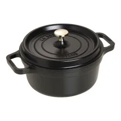 Staub Cocotte 22 Cm, Rund, Sort, Støbejern