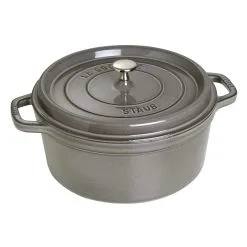 Staub Cocotte 28 Cm, Rund, Grafitgrå, Støbejern