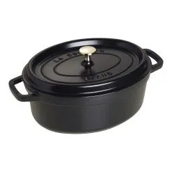 Staub Cocotte 29 Cm, Oval, Sort, Støbejern