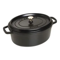 Staub Cocotte 31 Cm, Oval, Sort, Støbejern