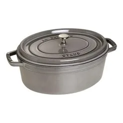 Staub Cocotte 33 Cm, Oval, Grafitgrå, Støbejern