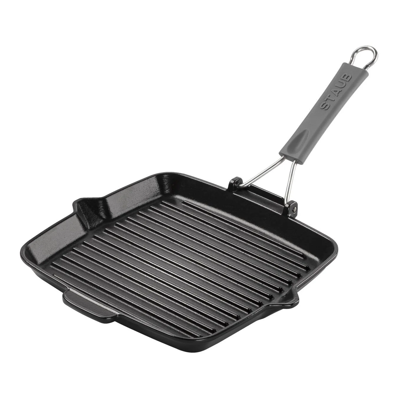 Staub Grillpande Med Hældetud 24 X 24 Cm, Støbejern, Sort 1 Staub Grillpande Med Hældetud 24 X 24 Cm, Støbejern, Sort