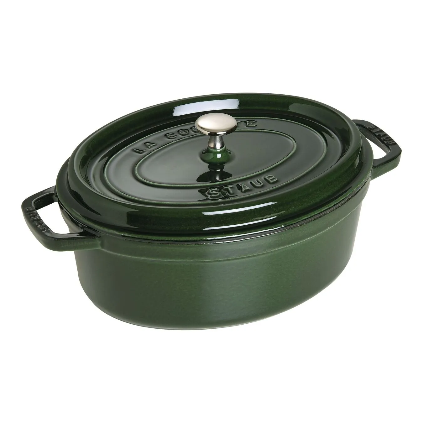 Staub Cocotte 29 Cm, Oval, Basilikum-Grøn, Støbejern 1 Staub Cocotte 29 Cm, Oval, Basilikum-Grøn, Støbejern