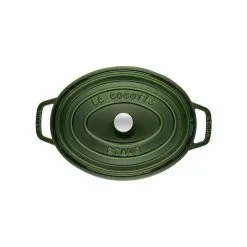 Staub Cocotte 33 Cm, Oval, Basilikum-Grøn, Støbejern -Køkkenudstyr Butik 40509 363 0 2 1