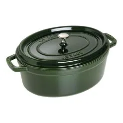 Staub Cocotte 31 Cm, Oval, Basilikum-Grøn, Støbejern