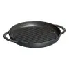 Staub Pure Grill 26 Cm, Rund, Sort, Støbejern