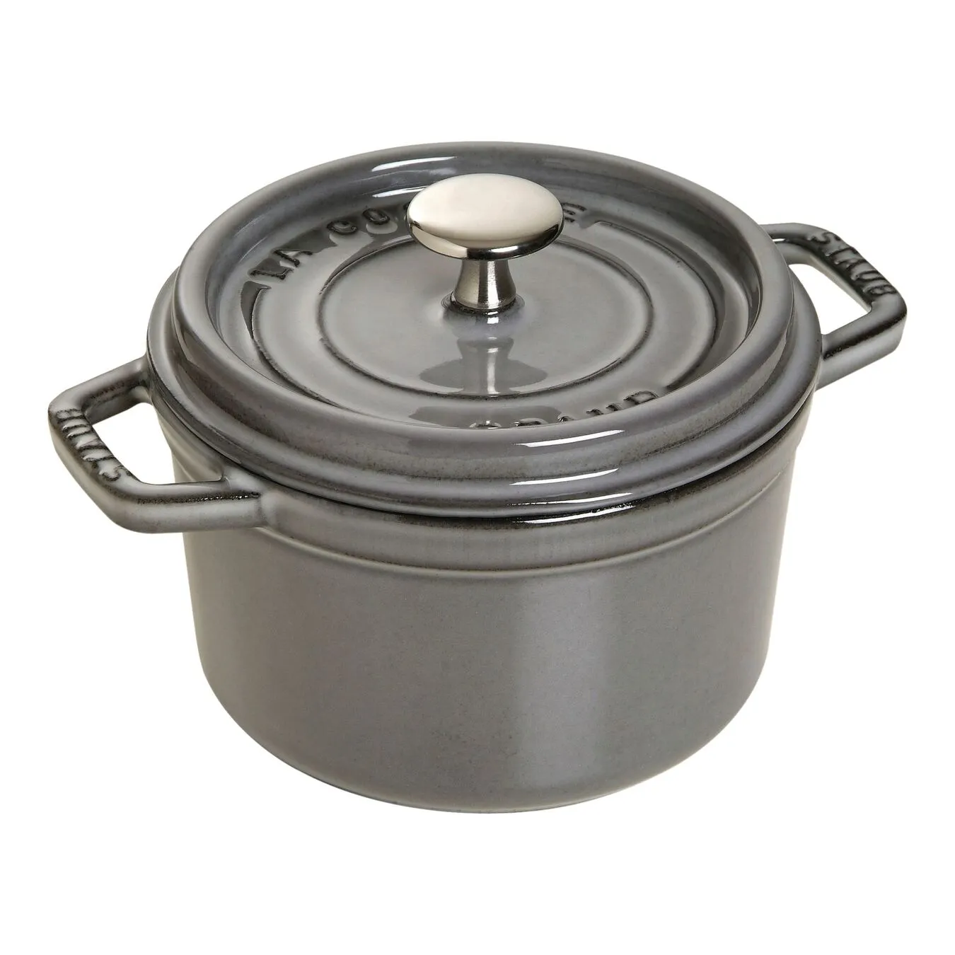 Staub Cocotte 14 Cm, Rund, Grafitgrå, Støbejern 1 Staub Cocotte 14 Cm, Rund, Grafitgrå, Støbejern