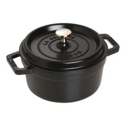 Staub Cocotte 20 Cm, Rund, Sort, Støbejern