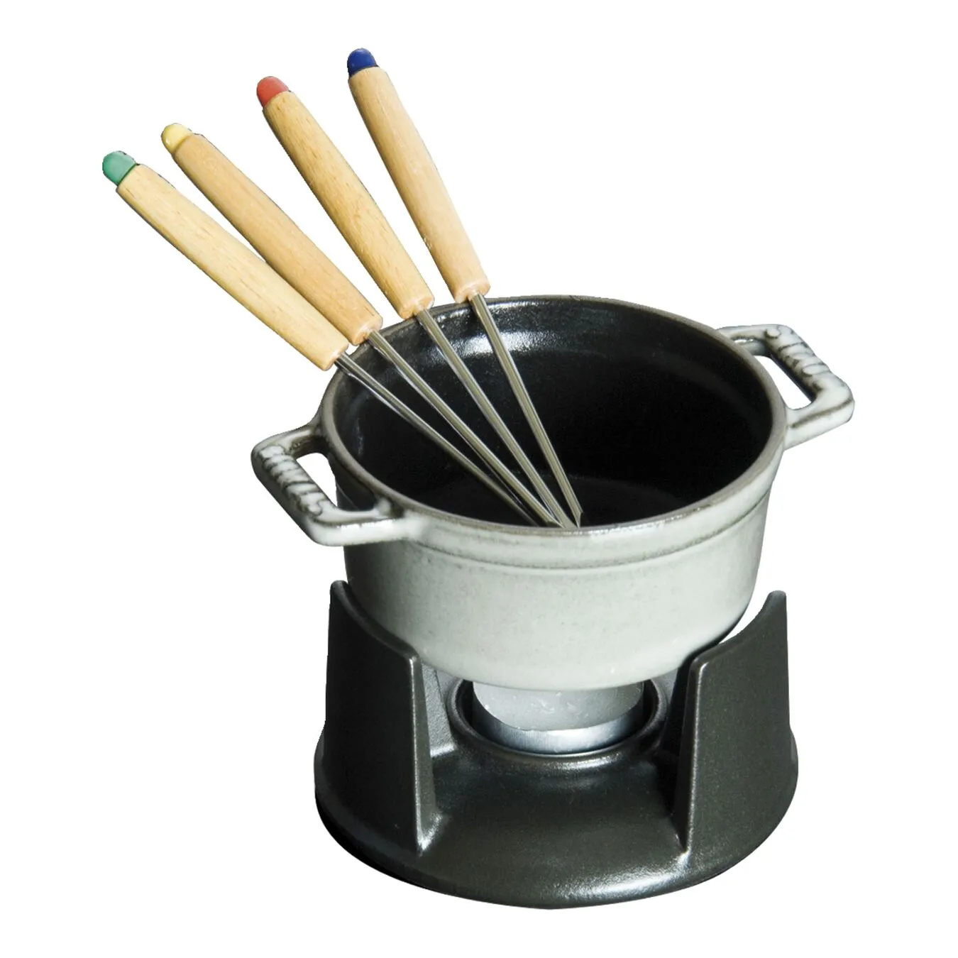 Staub Fonduesæt 10 Cm, Grafitgrå 1 Staub Fonduesæt 10 Cm, Grafitgrå
