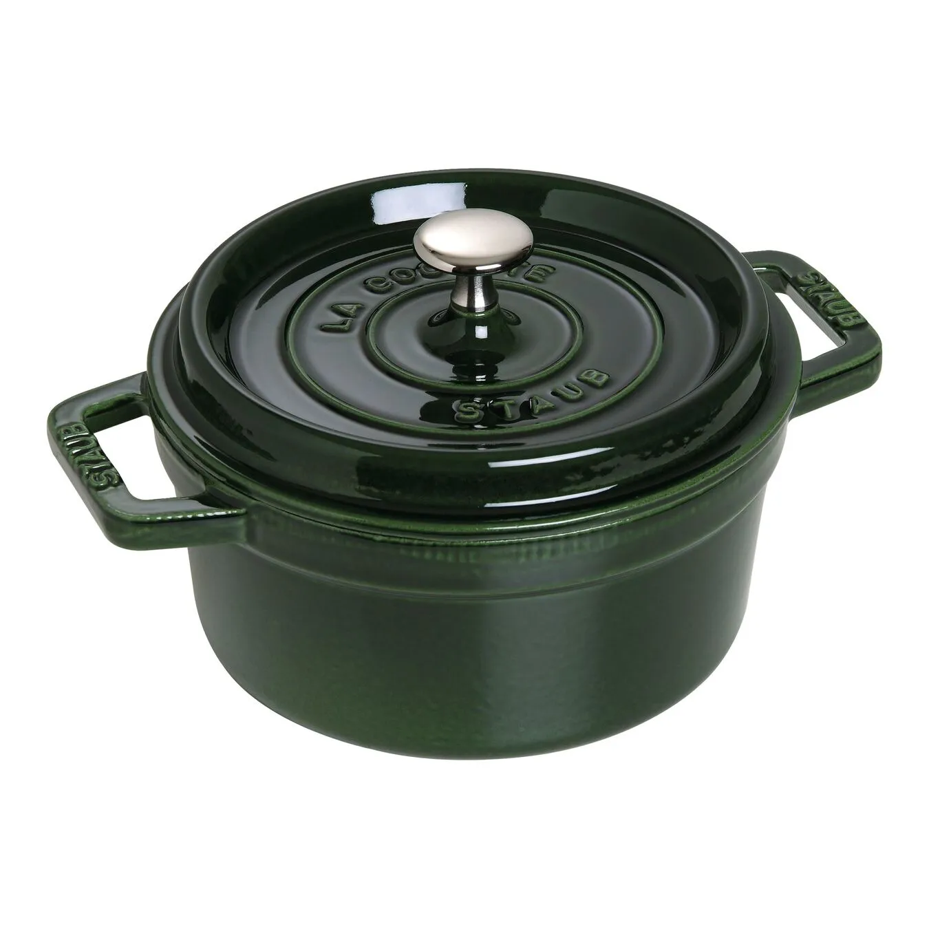 Staub Cocotte 22 Cm, Rund, Basilikum-Grøn, Støbejern 1 Staub Cocotte 22 Cm, Rund, Basilikum-Grøn, Støbejern