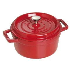 Staub Cocotte 20 Cm, Rund, Kirsebærrød, Støbejern