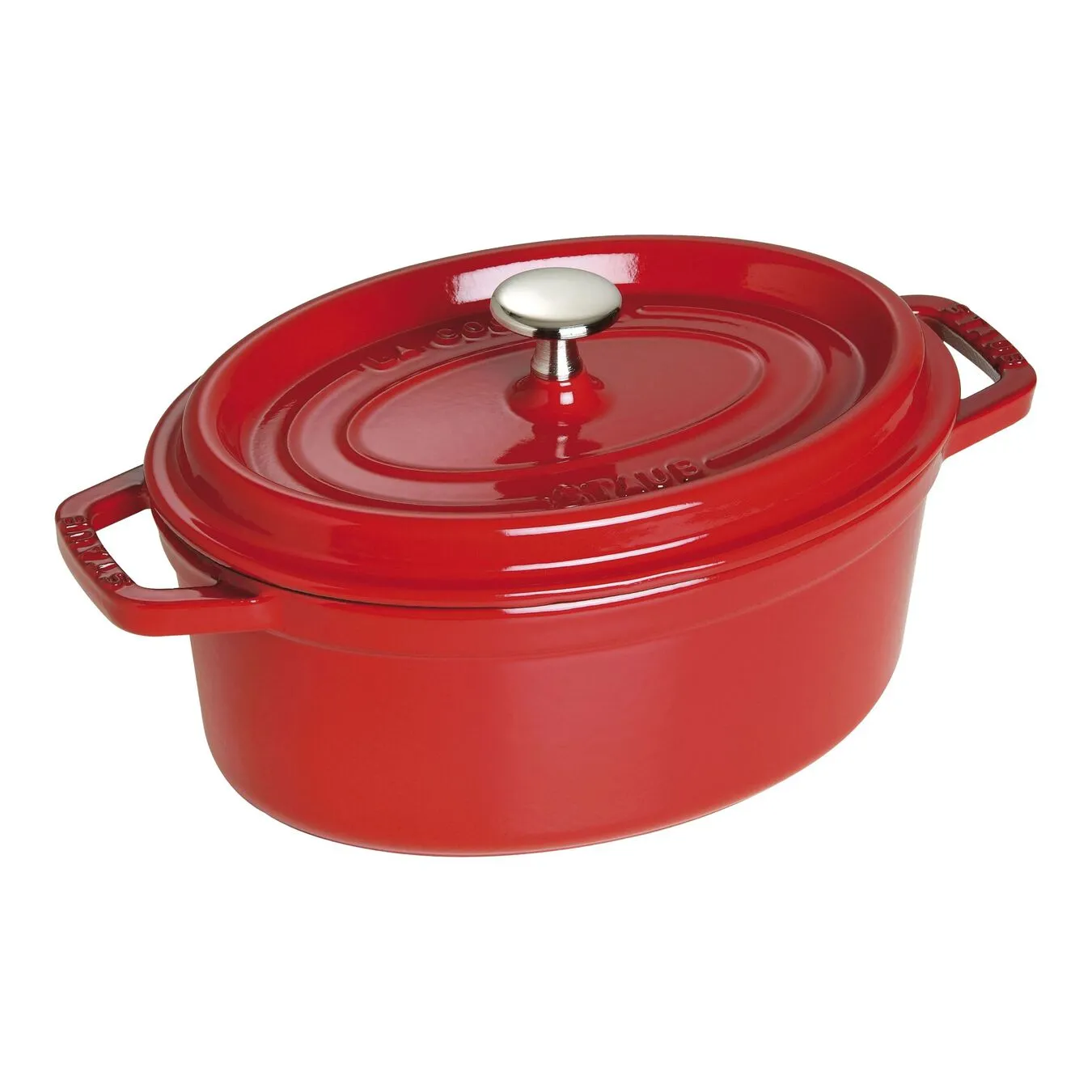 Staub Cocotte 23 Cm, Oval, Kirsebærrød, Støbejern 1 Staub Cocotte 23 Cm, Oval, Kirsebærrød, Støbejern