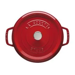 Staub Cocotte 28 Cm, Rund, Kirsebærrød, Støbejern -Køkkenudstyr Butik 40509 835 0 3 1