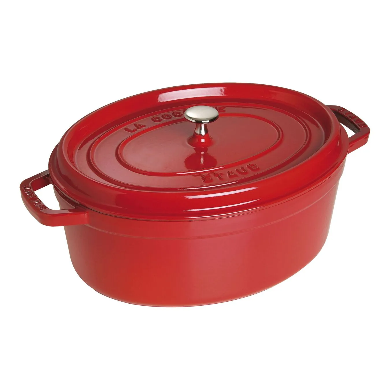 Staub Cocotte 27 Cm, Oval, Kirsebærrød, Støbejern 1 Staub Cocotte 27 Cm, Oval, Kirsebærrød, Støbejern