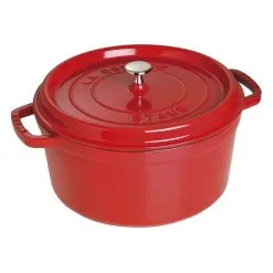 Staub Cocotte 30 Cm, Rund, Kirsebærrød, Støbejern