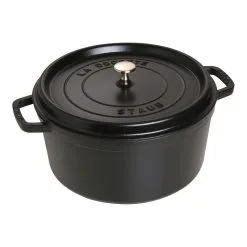 Staub Cocotte 30 Cm, Rund, Sort, Støbejern