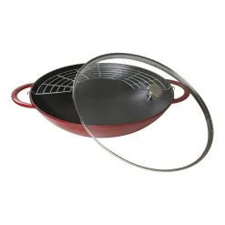 Staub Wok Med Glaslåg 37 Cm, Støbejern