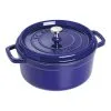Staub Cocotte 22 Cm, Rund, Mørk-Blå, Støbejern