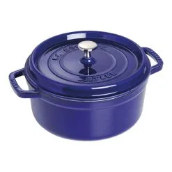 Staub Cocotte 22 Cm, Rund, Mørk-Blå, Støbejern