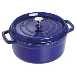 Staub Cocotte 26 Cm, Rund, Mørk-Blå, Støbejern