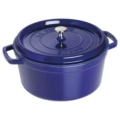 Staub Cocotte 28 Cm, Rund, Mørk-Blå, Støbejern