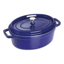 Staub Cocotte 29 Cm, Oval, Mørk-Blå, Støbejern
