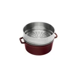 Staub Cocotte Med Dampindsats 26 Cm, Rund, Grenadine, Støbejern -Køkkenudstyr Butik 40510 600 0 2