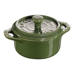 Staub Mini Cocotte 10 Cm, Rund, Basilikum-Grøn, Keramisk