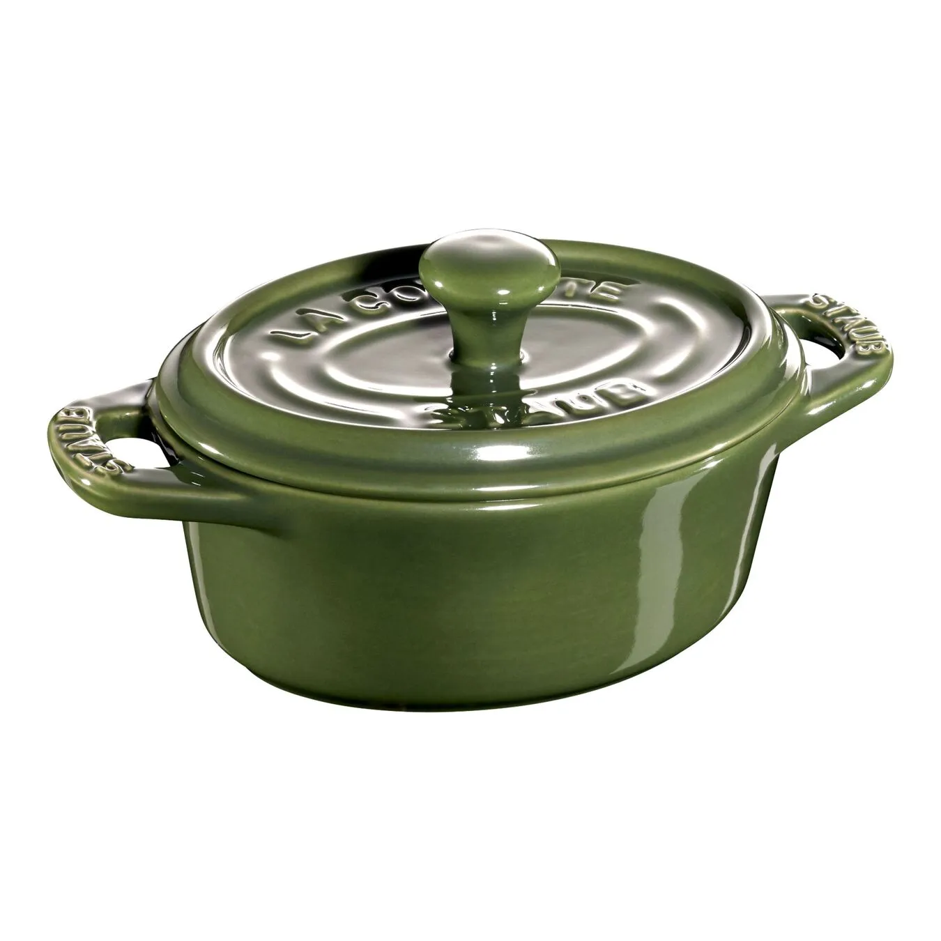 Staub Mini Cocotte 10 Cm, Oval, Basilikum-Grøn, Keramisk 1 Staub Mini Cocotte 10 Cm, Oval, Basilikum-Grøn, Keramisk
