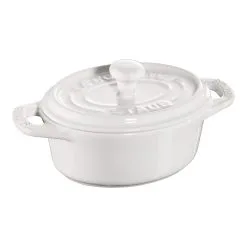 Staub Mini Cocotte 10 Cm, Oval, Ren Hvid, Keramisk